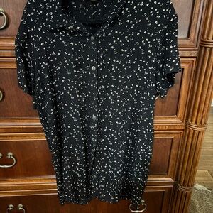 Saltwater LUXE Navy Blue Shirt Dress with White Pattern